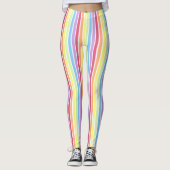 Rainbow Vertical Stripes Pastellfarben Leggings (Vorderseite)