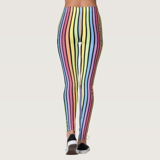 Rainbow Vertical Stripes Pastellfarben Leggings (Rückseite)