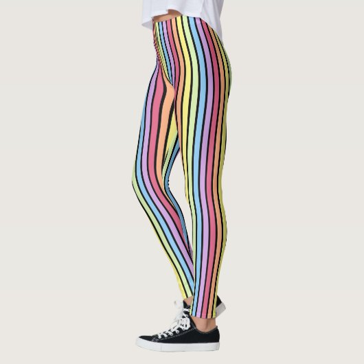 Rainbow Vertical Stripes Pastellfarben Leggings (Links)