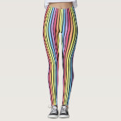 Rainbow Vertical Stripes Pastellfarben Leggings (Vorderseite)