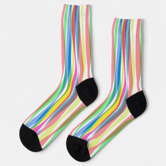 Rainbow Vertical Stripes Pastellfarben Socken (Linkes Detail)