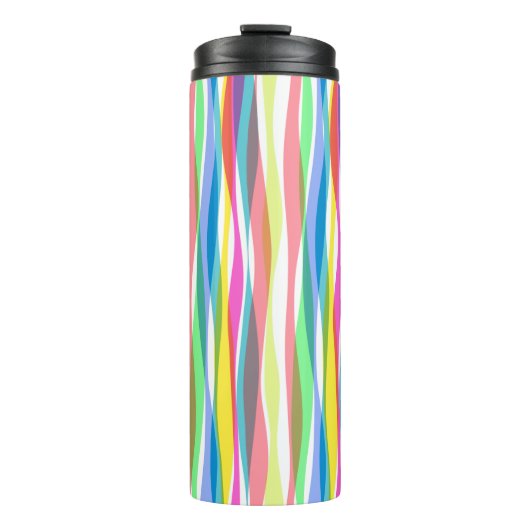 Rainbow Vertical Stripes Pastellfarben Thermosbecher (Vorderseite)