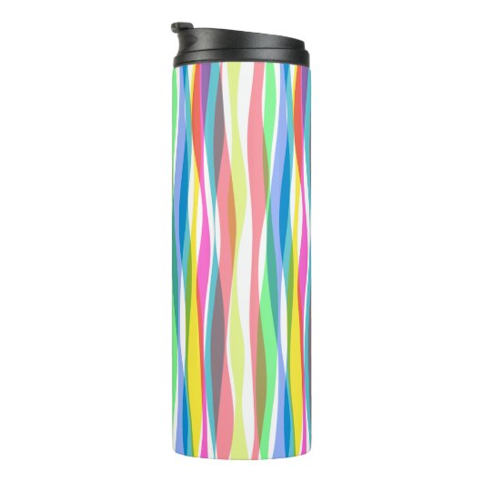 Rainbow Vertical Stripes Pastellfarben Thermosbecher (Nach rechts gedreht)