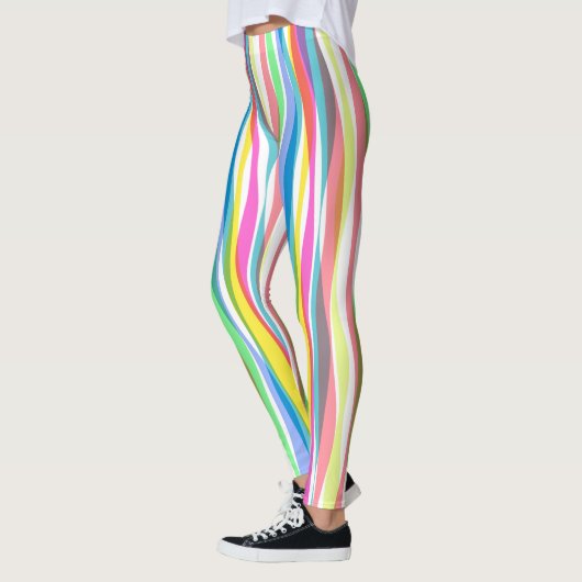 Rainbow Vertical Stripes Pastellfarbene Leggings (Links)