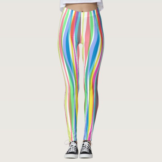 Rainbow Vertical Stripes Pastellfarbene Leggings (Vorderseite)