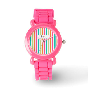Rainbow-vertikale Streifen farbenfroh Retro-Multic Armbanduhr