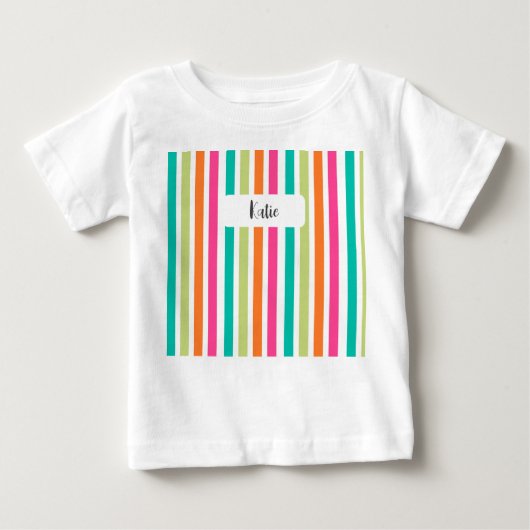 Rainbow-vertikale Streifen farbenfroh Retro-Multic Baby T-shirt (Vorderseite)