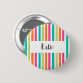 Rainbow-vertikale Streifen farbenfroh Retro-Multic Button (Vorne & Hinten)