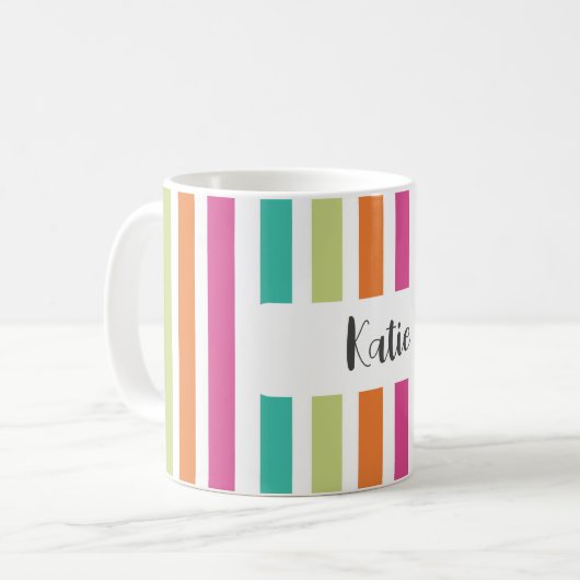 Rainbow-vertikale Streifen farbenfroh Retro-Multic Kaffeetasse (Vorderseite Links)