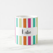 Rainbow-vertikale Streifen farbenfroh Retro-Multic Kaffeetasse (Mittel)