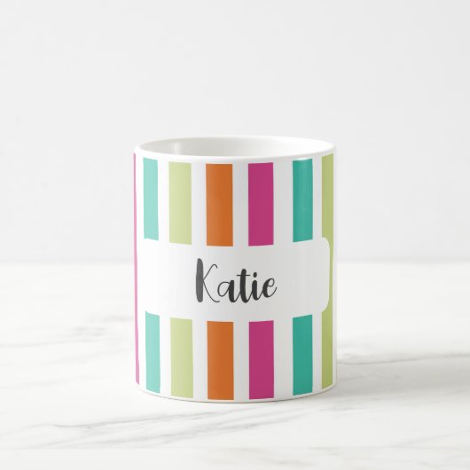 Rainbow-vertikale Streifen farbenfroh Retro-Multic Kaffeetasse (Mittel)