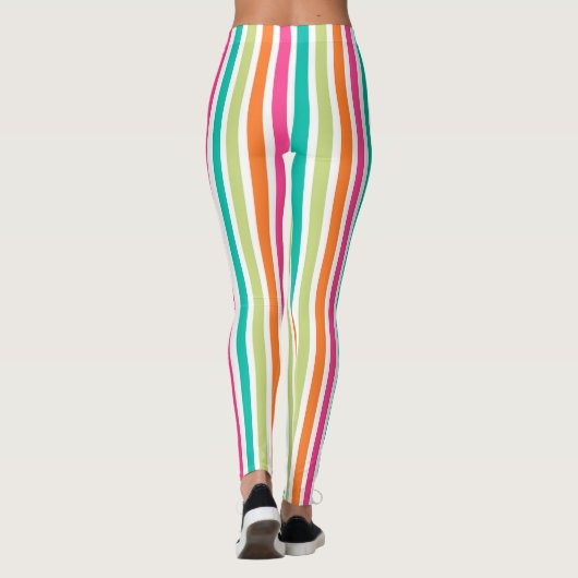 Rainbow-vertikale Streifen farbenfroh Retro-Multic Leggings (Rückseite)