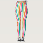 Rainbow-vertikale Streifen farbenfroh Retro-Multic Leggings (Vorderseite)