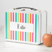 Rainbow-vertikale Streifen farbenfroh Retro-Multic Metall Brotdose (Beispiel)