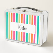 Rainbow-vertikale Streifen farbenfroh Retro-Multic Metall Brotdose (Vorderseite)