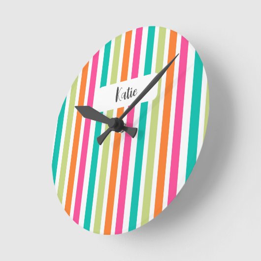 Rainbow vertikale Streifen farbenfroh Retro multic Runde Wanduhr (Winkel)