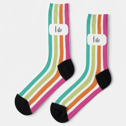 Rainbow-vertikale Streifen farbenfroh Retro-Multic Socken (Linkes Detail)