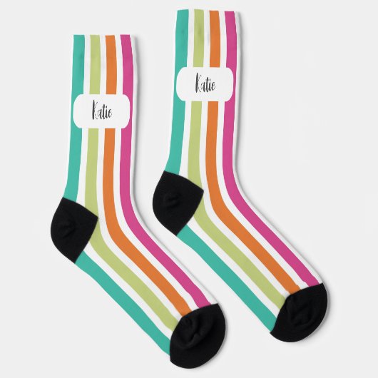 Rainbow-vertikale Streifen farbenfroh Retro-Multic Socken (Rechts)