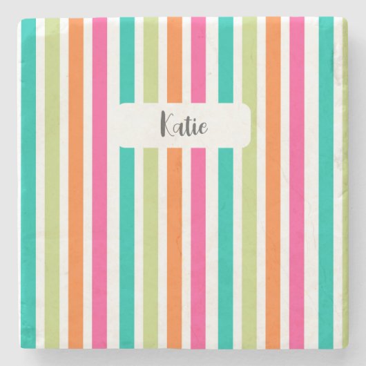 Rainbow-vertikale Streifen farbenfroh Retro-Multic Steinuntersetzer (Vorderseite)