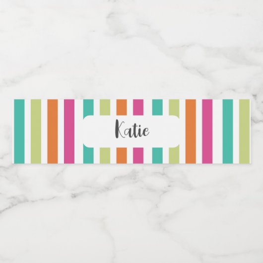 Rainbow-vertikale Streifen farbenfroh Retro-Multic Wasserflaschenetikett (Einzelnes Label)