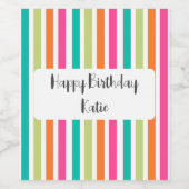 Rainbow-vertikale Streifen farbenfroh Retro-Multic Weinetikett (Einzelnes Label)