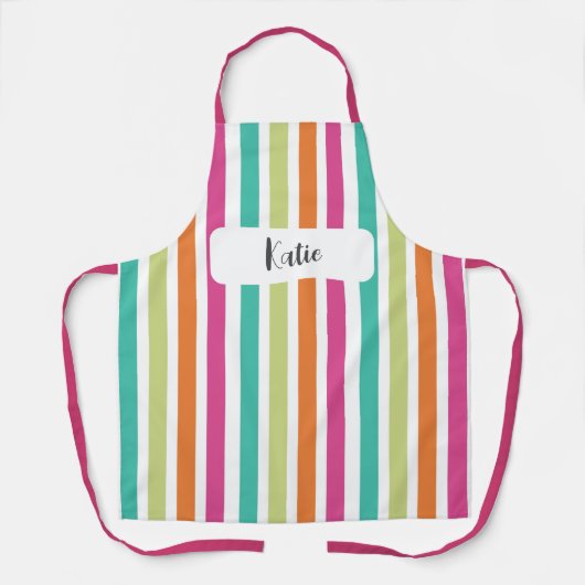 Rainbow vertikale Streifen farbenfrohe Retro Schürze (Vorderseite)