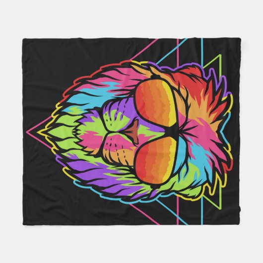 Rainbow Vibes Lion Fleecedecke (Vorderseite (Horizontal))