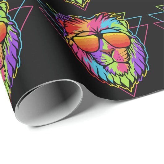 Rainbow Vibes Lion Geschenkpapier (Rolleneckpunkt)