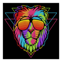 Rainbow Vibes Lion Poster