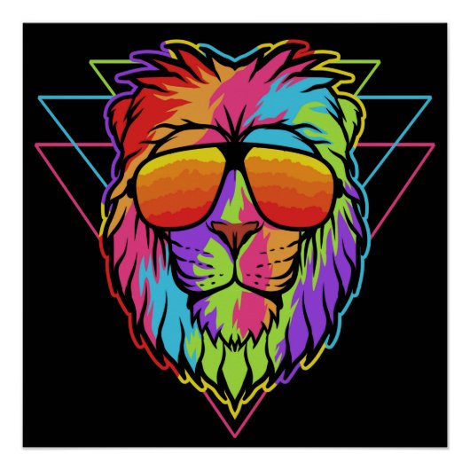Rainbow Vibes Lion Poster (Vorderseite)