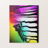 Rainbow Vibransky über Schwarze Silhouette Puzzle (Vertikal)