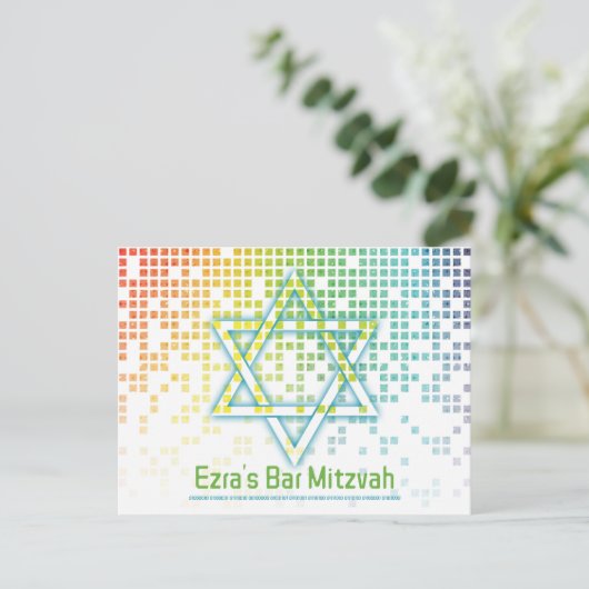 Rainbow Video Game Gamer Bar Mitzvah Save the Date Postkarte (Stehend Vorderseite)