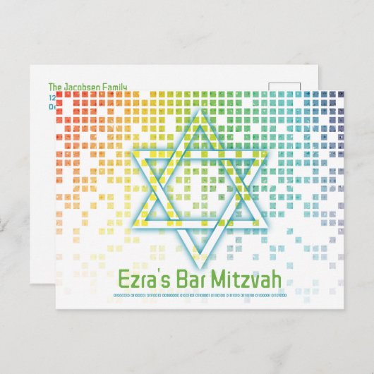 Rainbow Video Game Gamer Bar Mitzvah Save the Date Postkarte (Vorne/Hinten)
