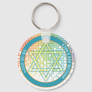 Rainbow Video Game Gamer Bar Mitzvah Schlüsselanhänger