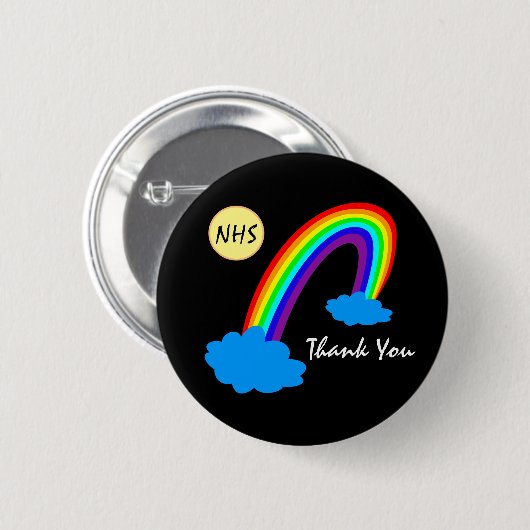 Rainbow & Vielen Dank "NHS" /woluds Großbritannien Button (Vorne & Hinten)