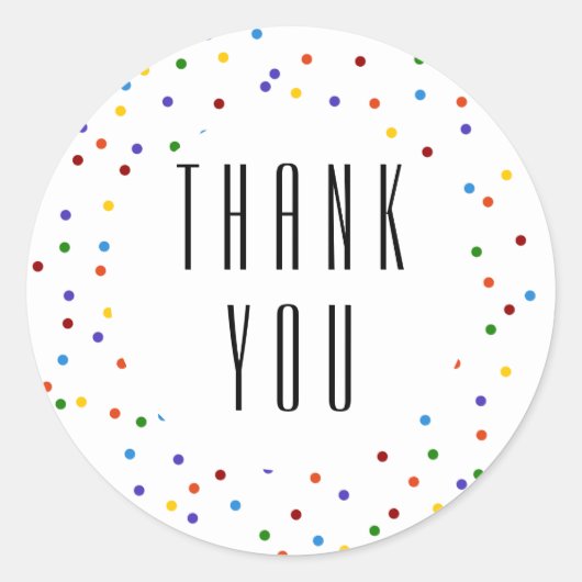 Rainbow Vielen Dank Polka Dot Confetti Runder Aufkleber (Vorderseite)
