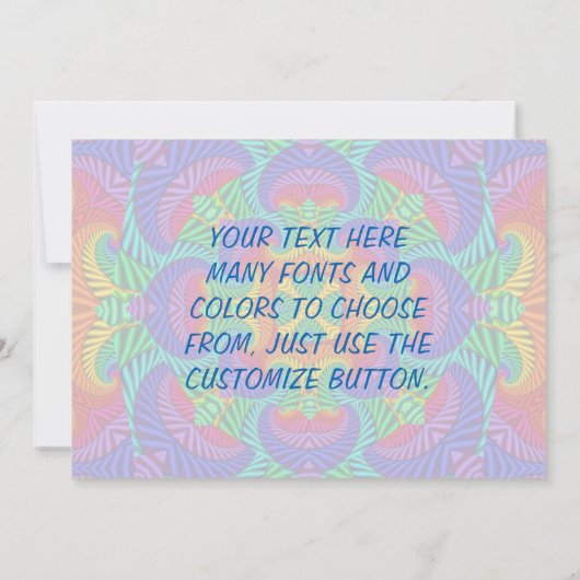 Rainbow Vintag Psychedelic Fraktal Kaleidoskop Einladung (Rückseite)