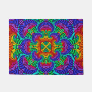 Rainbow Vintag Psychedelic Fraktal Kaleidoskop Fußmatte