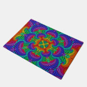 Rainbow Vintag Psychedelic Fraktal Kaleidoskop Fußmatte (Schrägansicht)