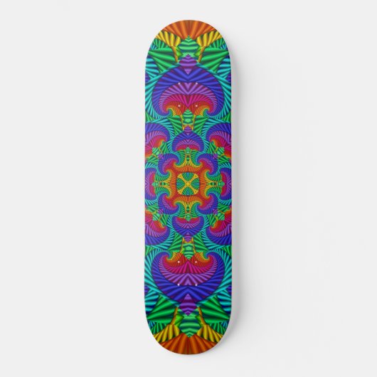 Rainbow Vintag Psychedelic Fraktal Kaleidoskop Skateboard (Vorderseite)