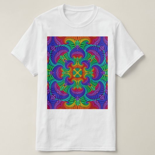 Rainbow Vintag Psychedelic Fraktal Kaleidoskop T-Shirt (Design vorne)