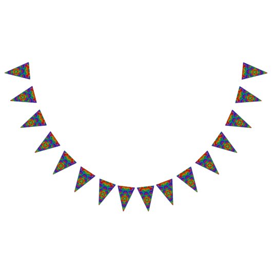 Rainbow Vintag Psychedelic Fraktal Kaleidoskop Wimpelkette (Alle)