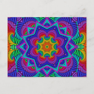 Rainbow Vintage Psychedelic Fractal Kaleidoscope Postkarte