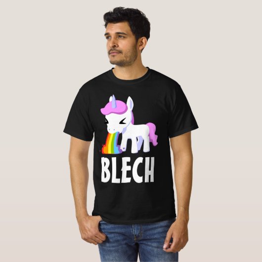 RAINBOW VOMIT UNICORN FUNNY Dunkle T - Shirt (Vorne ganz)