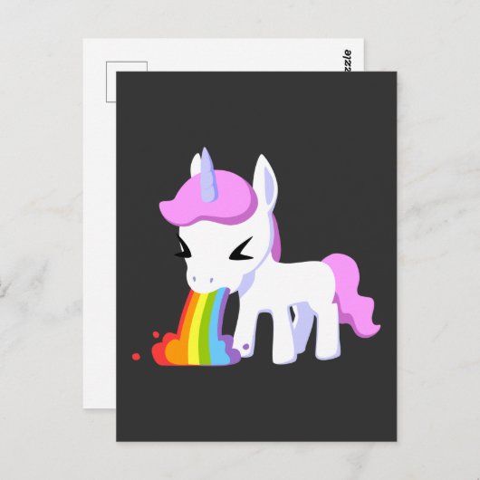 RAINBOW VOMIT UNICORN POSTCARDS POSTKARTE (Vorne/Hinten)