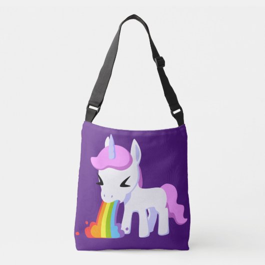 RAINBOW VOMIT UNICORPURSE CROSSBODY BAG TRAGETASCHEN MIT LANGEN TRÄGERN (Vorderseite)