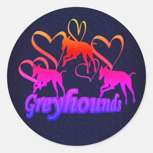 Rainbow von Greyhounds Hearts Runder Aufkleber (Vorderseite)