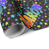 Rainbow Vorname "AARON" + Sterne Geschenkpapier (Rolleneckpunkt)