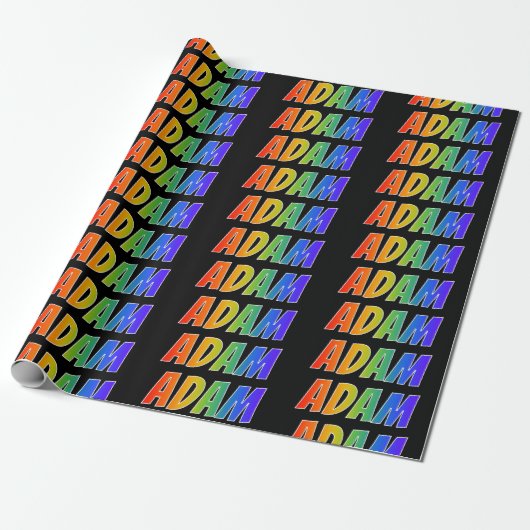 Rainbow Vorname "ADAM"; Fun & Colorful Geschenkpapier (Ungerollt)