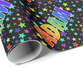 Rainbow Vorname "ADAM" + Sterne Geschenkpapier (Rolleneckpunkt)